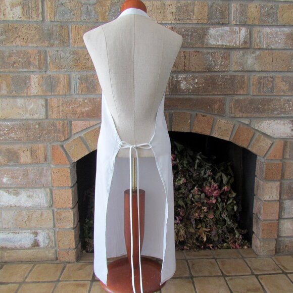 WHITE CHEF'S APRON, MEN'S, WOMEN'S, UNISEX COOK'S LONG APRON w TIES, NWOT - Picture 4 of 6